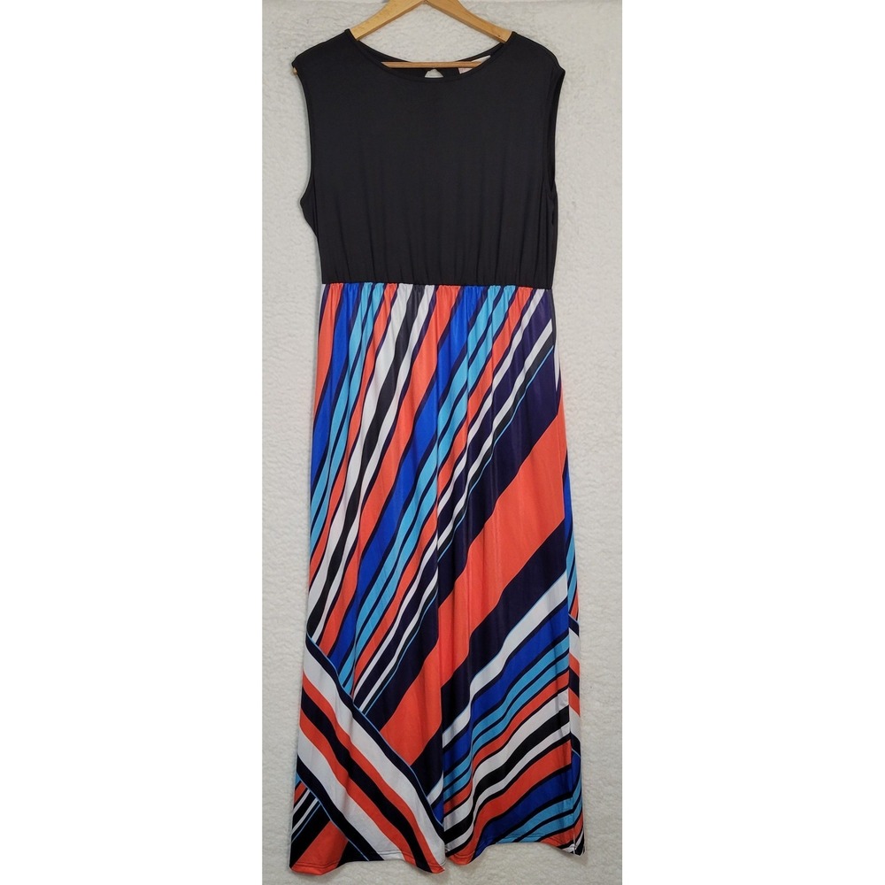 Roiii Fashion Womens Sleeveless Dress Size 3XL Summer‎ Long Cotton Rayon 0978